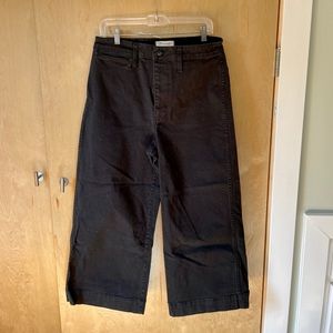 Madewell Emmett Wide-Leg Crop Pants in Black size 30